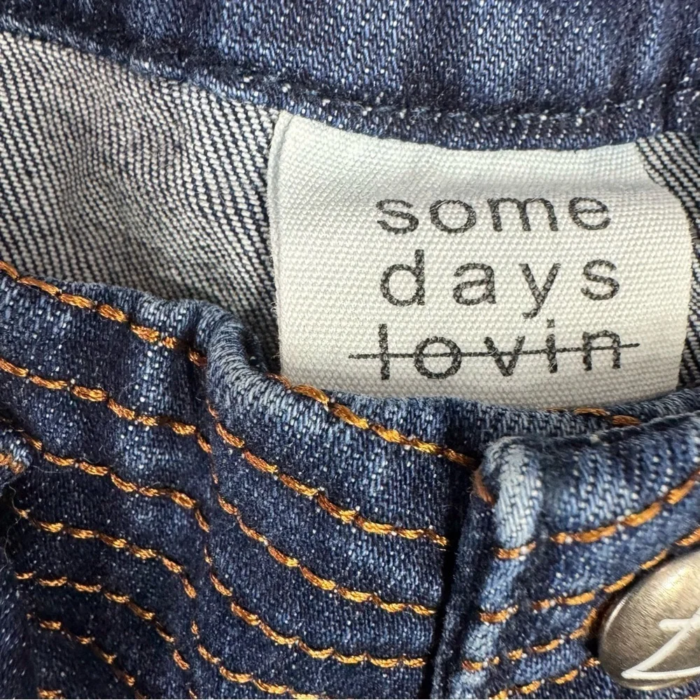 Some Days Lovin Orion High Waist Flare Jeans Fringed Dark Wash Tie Belt